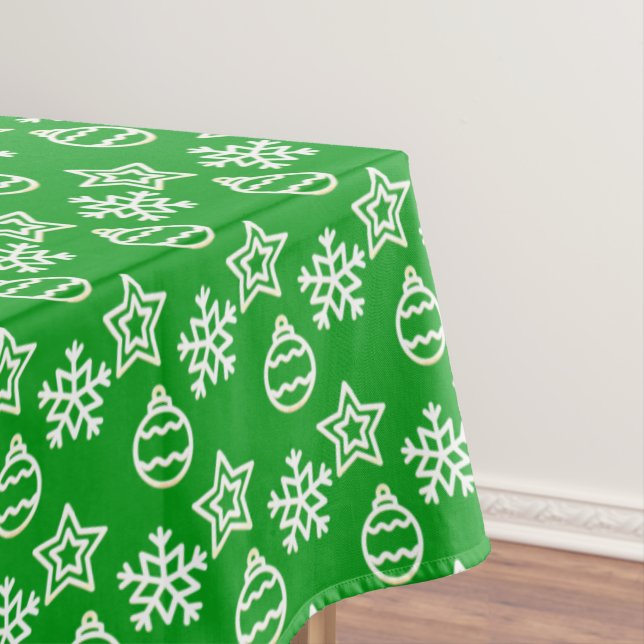 Patrón de Navidad elegante en mantel verde (In Situ)