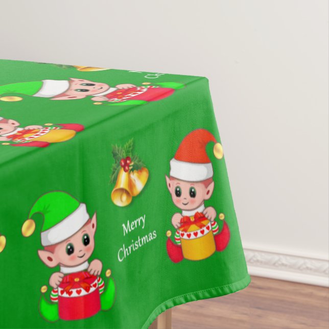 Patrón de Navidad en mantel verde (In Situ)