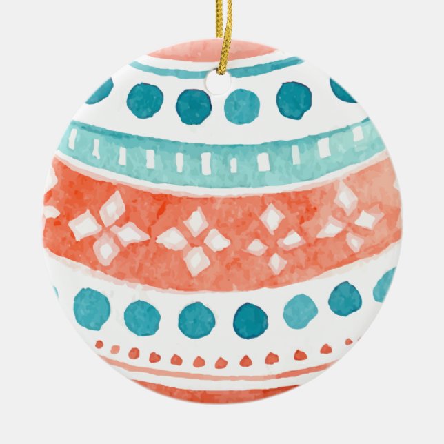 Patrón de Navidades de acuarela simple | Ornamento (Frente)