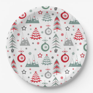 Patrón de Navidades de invierno. platos de papel