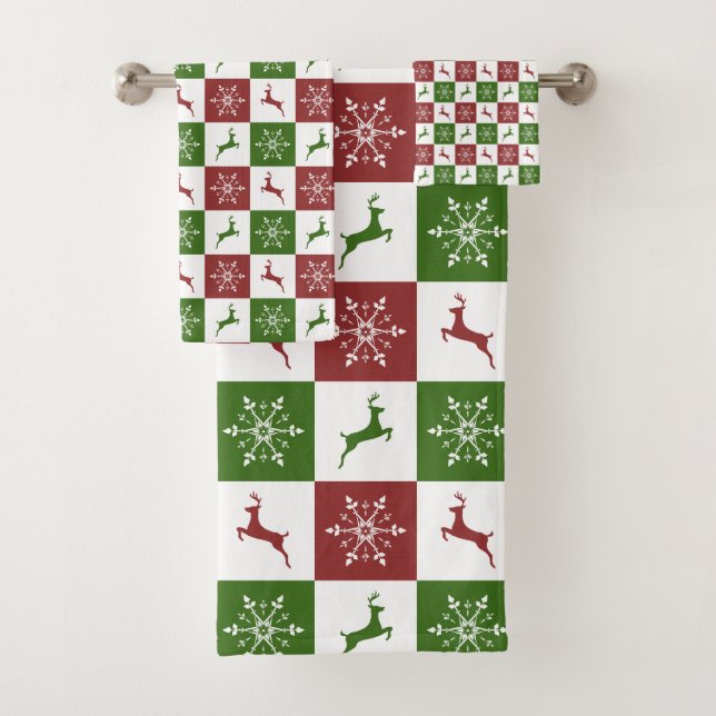 Patrón de Navidades de renos rojos y verdes (In situ)