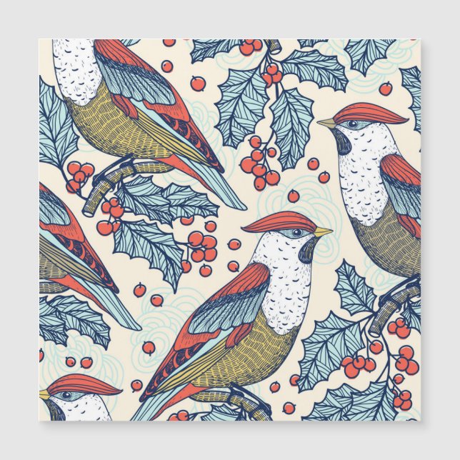 Patrón de Navidades de Waxwings Holly (Anverso)