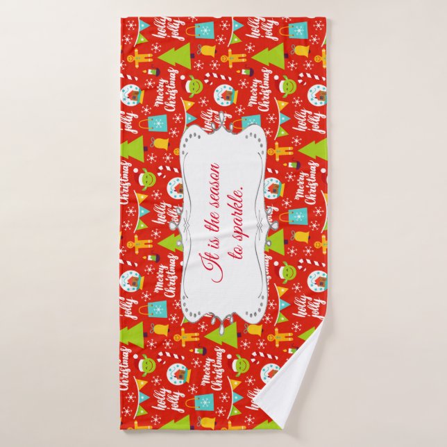 Patrón de Navidades festivos personalizados (Toalla de baño)