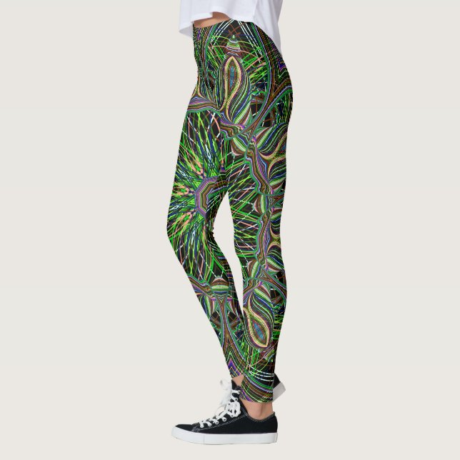 Patrón de Neon Mandala Leggings de yoga (Izquierda)