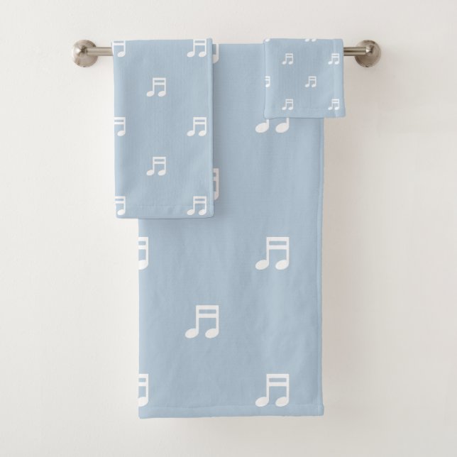 Patrón de notas musicales blancas sobre azul claro (In situ)