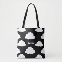 Patrón de nubes blancas - Bolsa de tote negra pers