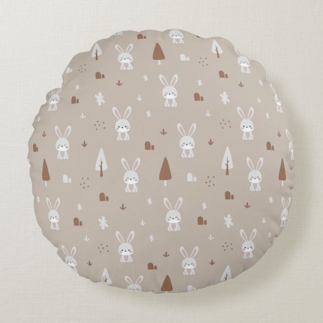 Patrón de Nursera de Conejo Adorable Almohada redo (Anverso)