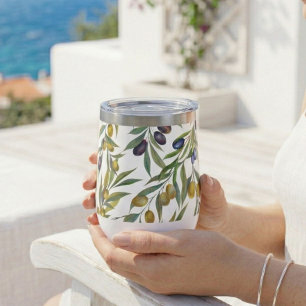 Patrón de olivo en acuarela verde salvia estilo fr
