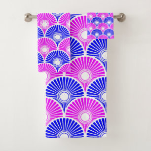 Patrón de onda semicírculo chino azul magenta