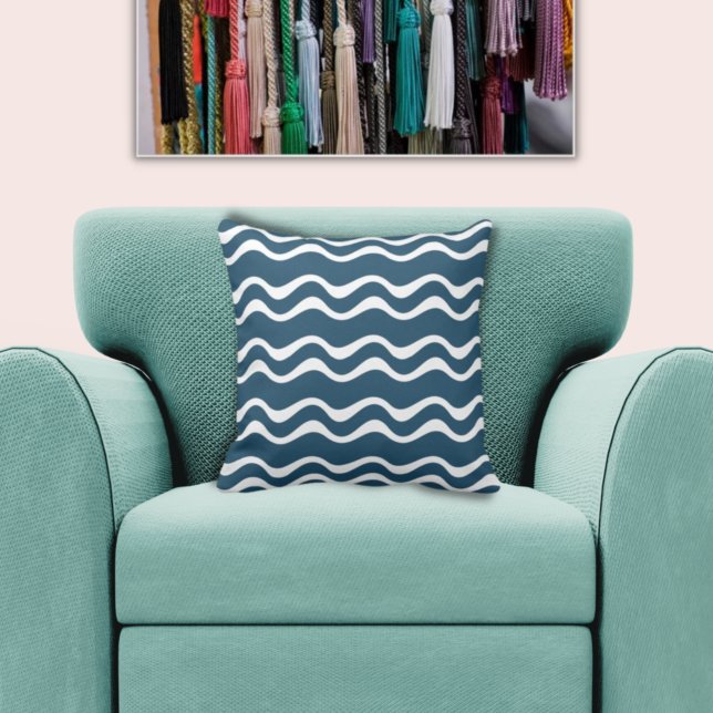 Patrón de ondas blancas y azules - Cojín decorativ (Subido por el creador)