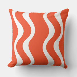 Patrón de ondas blanco y Naranja - Cojín decorativ