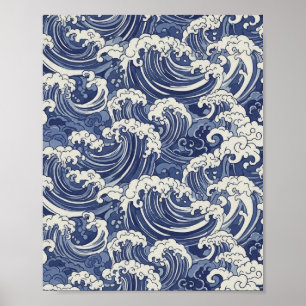 Patrón de ondas japonesas - Impresión de arte oceá