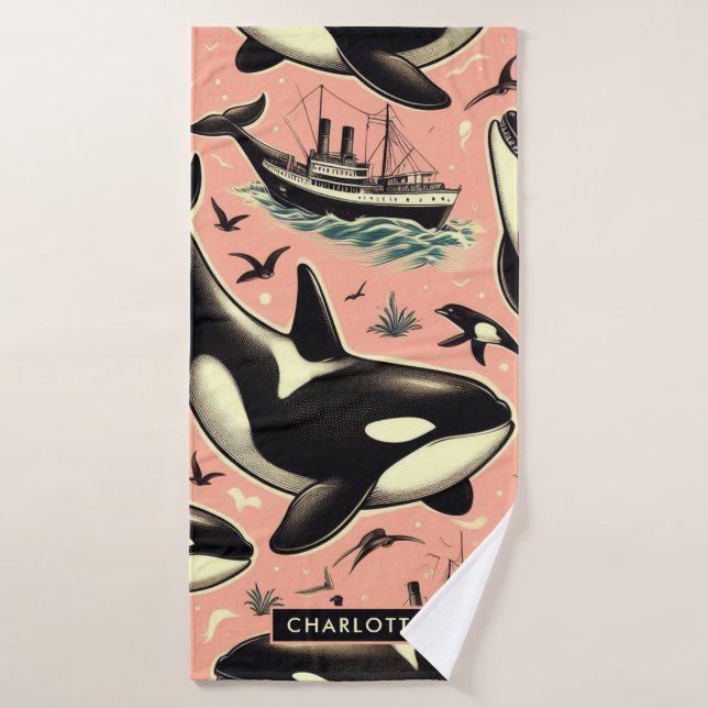Patrón de orca de época (Toalla de baño)