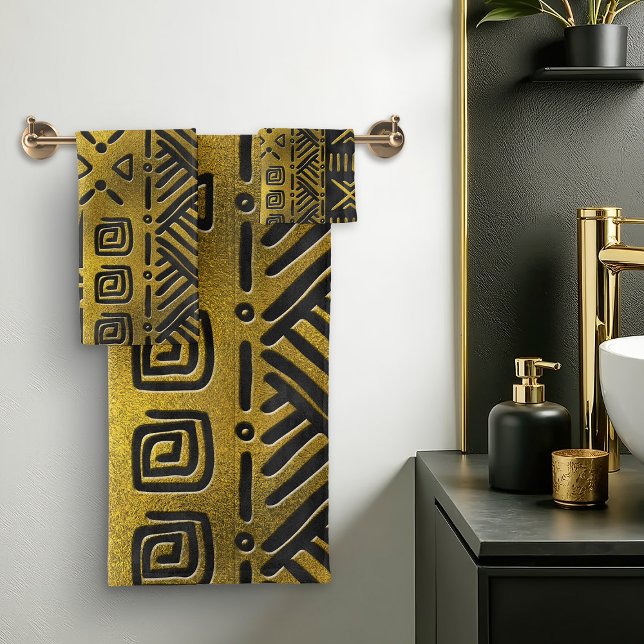 Patrón de oro étnico africano sobre negro (Subido por el creador)