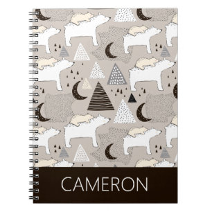 Patrón de oso de madera de Doodle Cuaderno