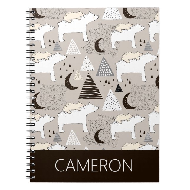 Patrón de oso de madera de Doodle Cuaderno (Frente)