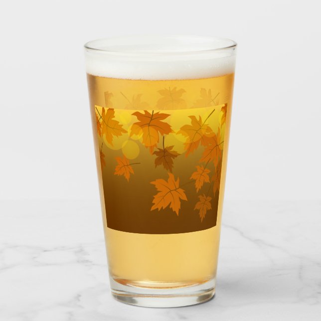 Patrón de otoño con hojas de arce cayendo y bokeh (Anverso (lleno))