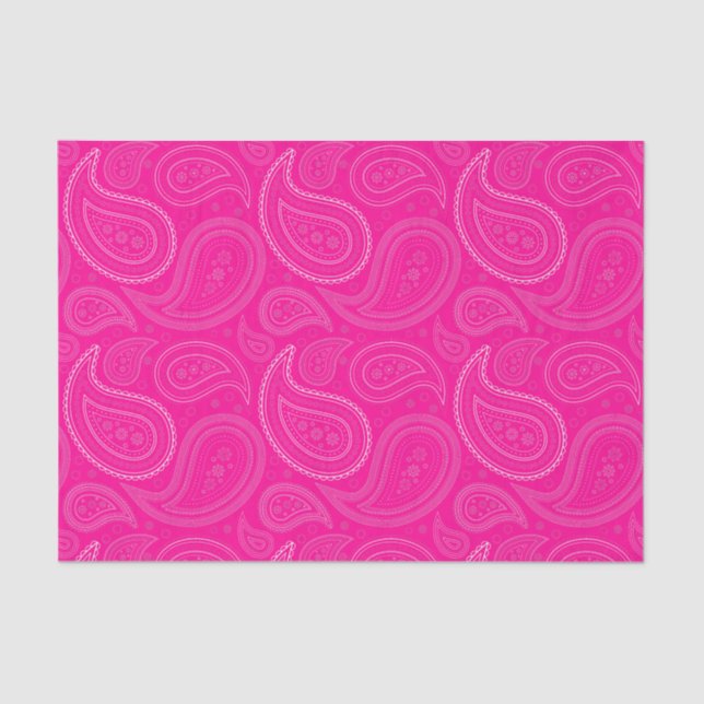 Patrón de paisley blanco en papel de tejido rosado (Anverso)
