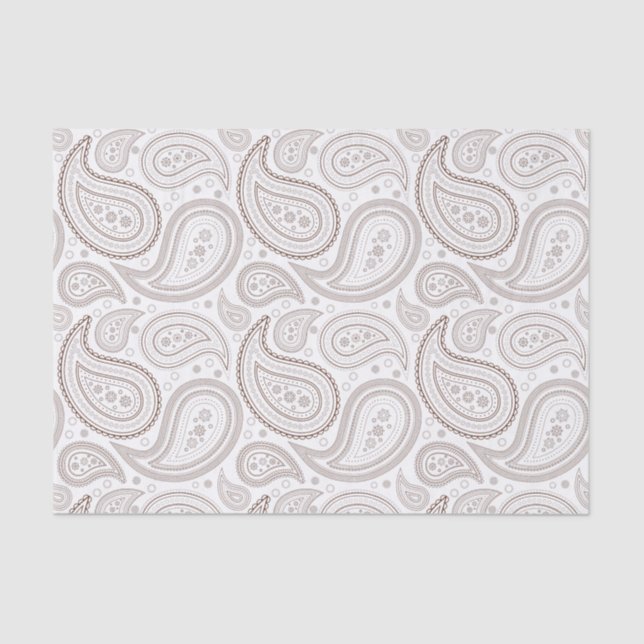 Patrón de paisley marrón sobre papel tapón blanco (Anverso)