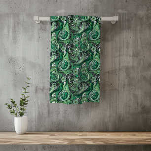 Patrón de paisley verde y gris