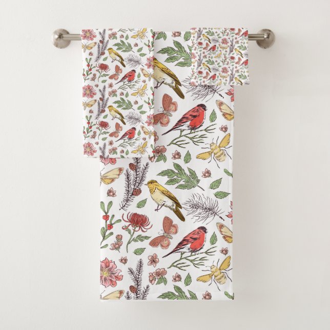 Patrón de pájaros y flores (In situ)