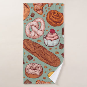 Patrón de panadería de dibujo a mano. Diferencia