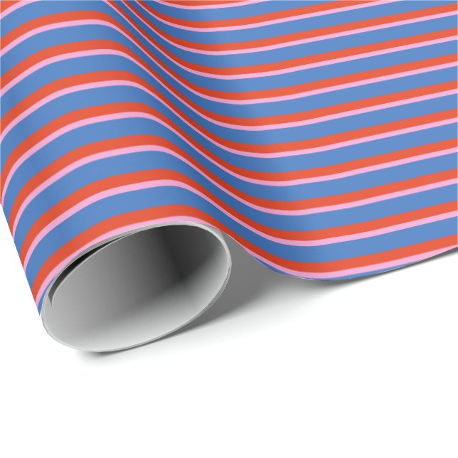 Patrón de papel de regalo de rayas retro azul rojo (Esquina del rollo)