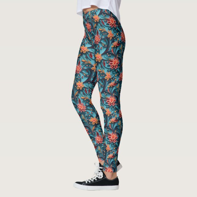 Patrón de papel floral sin soldadura Leggings (Izquierda)