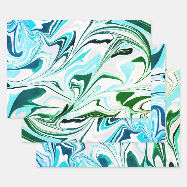 Patrón de papel verde azul marino moderno (Set)