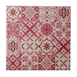 Patrón de parches de baldosas decorativas rojas de