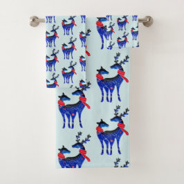 Patrón de pares de renos de Navidades nórdicos azu