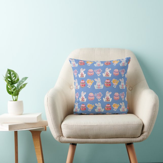 Patrón de Pascua Cojín decorativo gris azul (Silla)