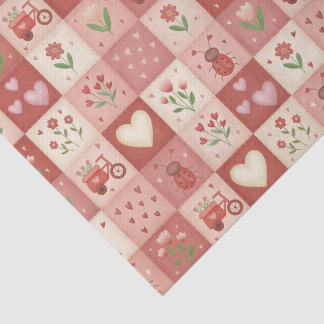 Patrón de patchwork dulce dibujado a mano - Papel  (Detalle)