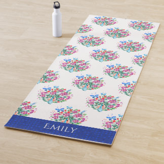 Patrón de pavo real floral Mat de yoga personaliza