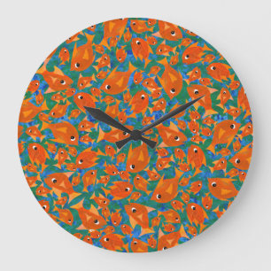 Patrón de peces Naranja Ditzy en el reloj verde y 
