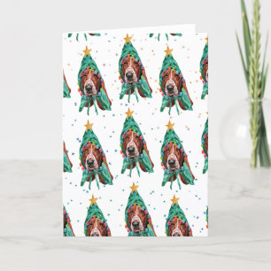 Patrón de perro Basset Hound lindo en Navidad