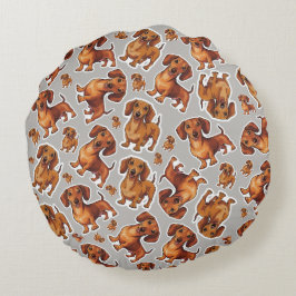 Patrón de perro de Dachshund almohada redonda