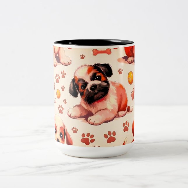 Patrón de perro lindo 11 oz taza de café (Centro)