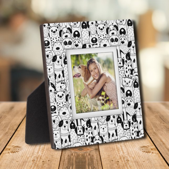 Patrón de perros Fotografía sin marco Asel hacia a (Dogs Pattern Frameless Photo Easel Back Plaque)