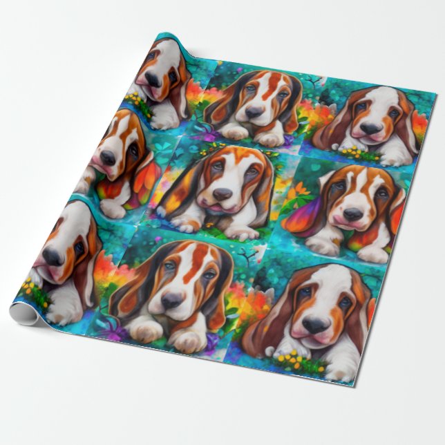 Patrón de perros perritos de base Papel de envolve (Desenrollado)