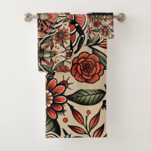 Patrón de Personalizado floral Flash Tattoo Spider