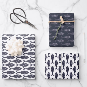 Patrón de pescado Hojas de papel de envolvimiento 