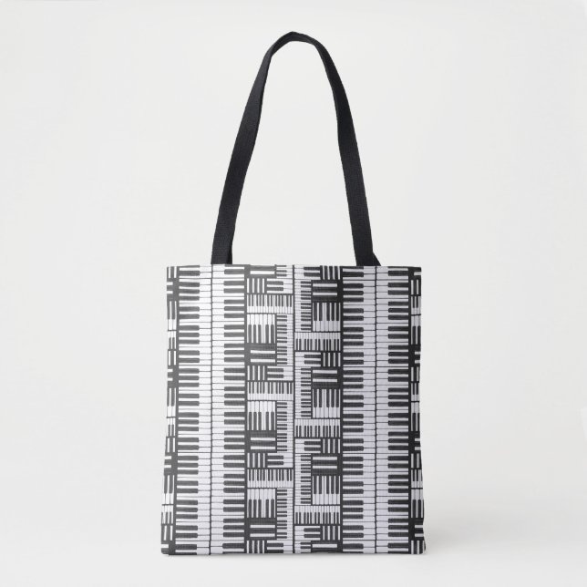 Patrón de piano Bolsa de tocado blanco y negro (Anverso)
