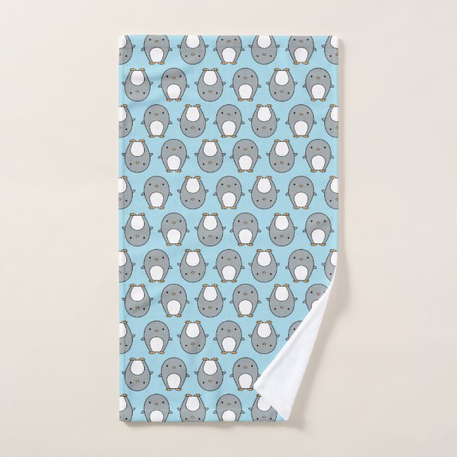 Patrón de pingüino azul bebé (Toalla de mano)