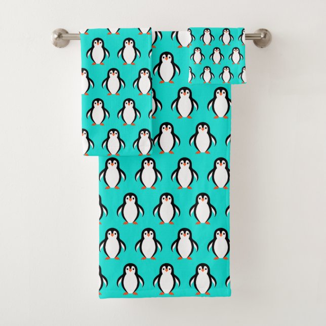 Patrón de pingüinos adorables en azul turquesa  (In situ)