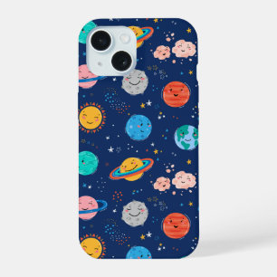 Patrón de planeta sonriente lindo