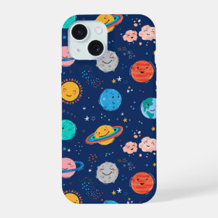 Patrón de planeta sonriente lindo