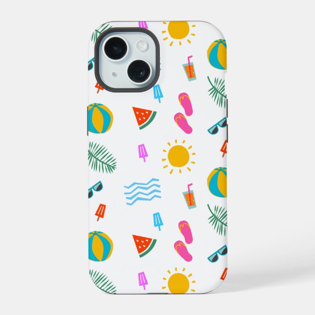 Patrón de playa de verano IPhone 15 Funda (Reverso )