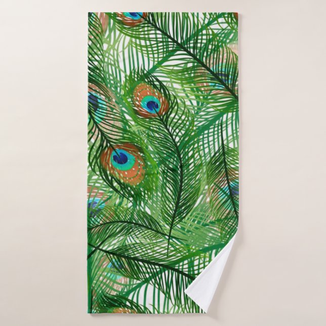 patrón de plumas de pavo real (Toalla de baño)