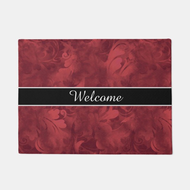 Patrón de plumas rojas de la alfombra de bienvenid (Anverso)